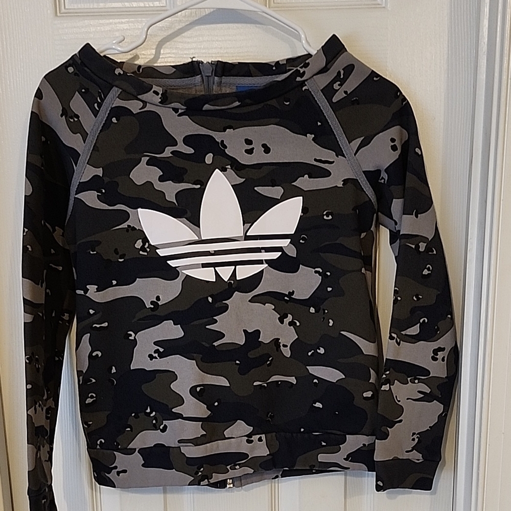 Adidas Kids Camouflage Sweatshirt - Black and Gray